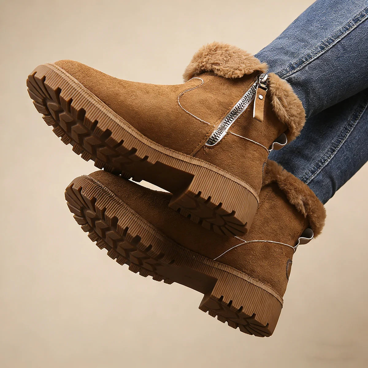 Fleece-lined Plush Non-slip Boots