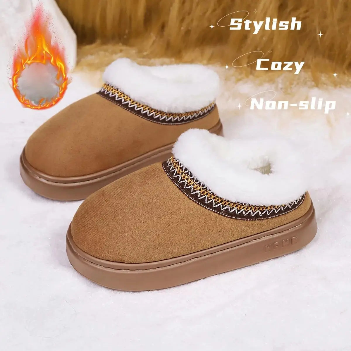 Platform Fleece-lined Anti-slip Slippers