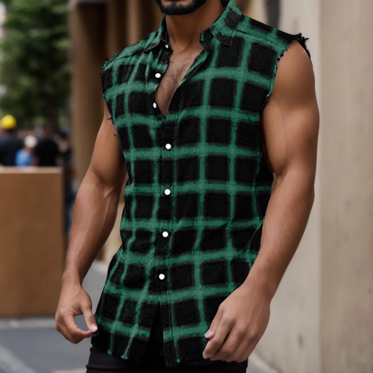 Men's Sleeveless Button-up Shirt