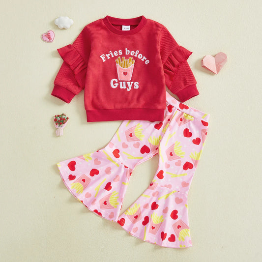 Baby Girls' Valentine's Lone-Sleeve Shirt and Pants