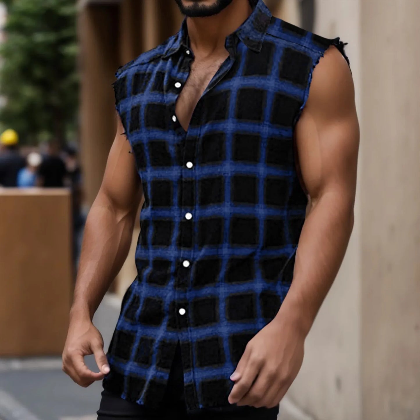 Men's Sleeveless Button-up Shirt