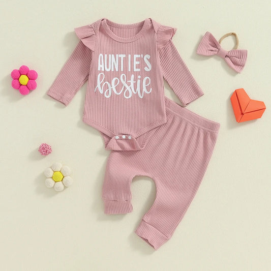 Baby Girls' Long-Sleeve Onesie and Pant Outfit