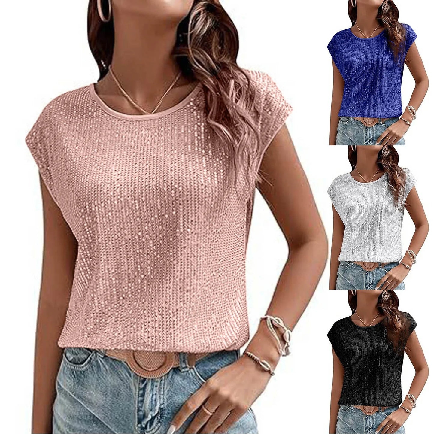 Women's Short-Sleeve Sequin T-Shirt
