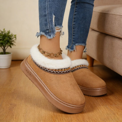 Platform Fleece-lined Anti-slip Slippers