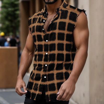 Men's Sleeveless Button-up Shirt