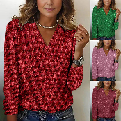 Women's Short-Sleeve Shiny Sequin T-Shirt